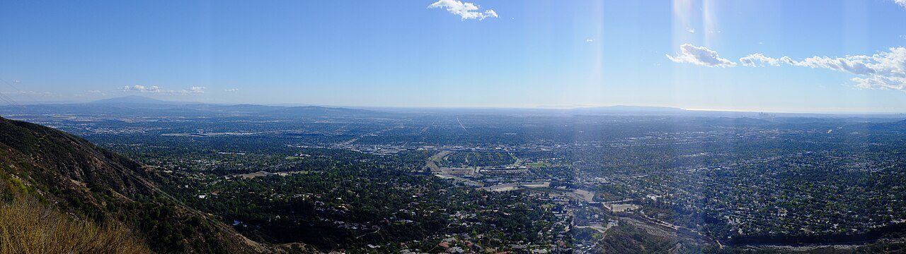San Gabriel Valley panoramic view toward El Monte, California